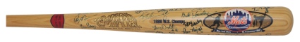 1986 NY Mets World Championship Team Autographed Bat (JSA)