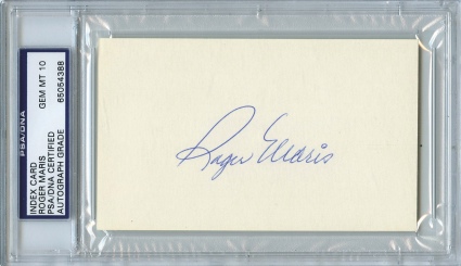 Roger Maris Autographed Cut (GEM MT 10) (JSA)