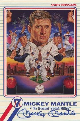 Mickey Mantle "The Greatest Switch Hitter" Autographed Promo Card from the Greer Johnson Collection (Johnson COA) (JSA)