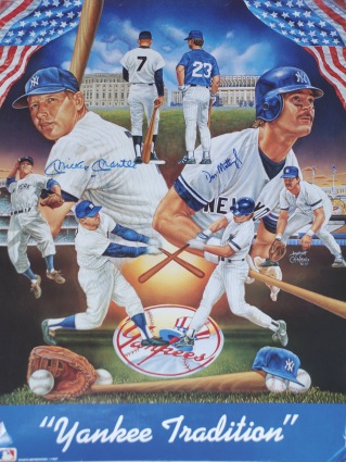 Mickey Mantle & Don Mattingly Autographed "Yankee Tradition" Poster (JSA)