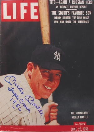 Mickey Mantle Autographed Photo Inscribed "Triple Crown 1956" (JSA)