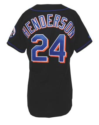 1999 Rickey Henderson NY Mets Game-Used Black Road Alternate Jersey 
