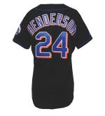 1999 Rickey Henderson NY Mets Game-Used Black Road Alternate Jersey 