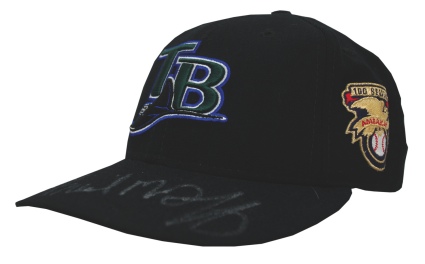 2001 Fred McGriff Tampa Bay Devil Rays Game-Used and Autographed Cap (JSA)