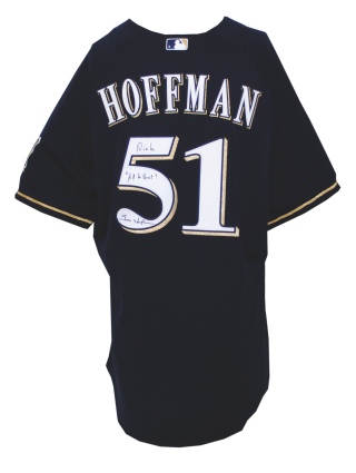2009 Trevor Hoffman Milwaukee Brewers Game-Used & Autographed Alternate Jersey (JSA)