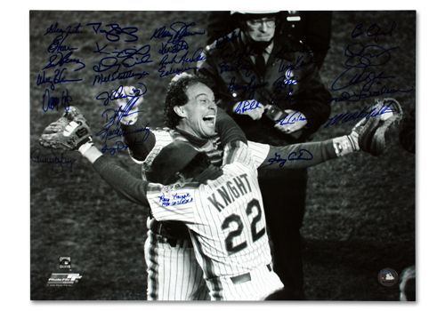 1986 New York Mets Team Signed 16” x 20” Photo (Championship Season)