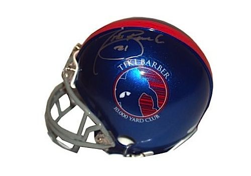 Tiki Barber Autographed 10,000 Yard Commemorative Giants Mini Helmet (Steiner COA)