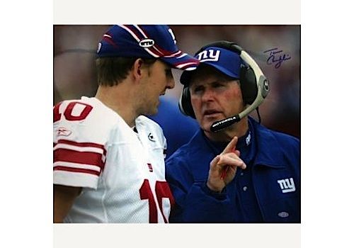 Tom Coughlin Talking With Eli Manning Close Up 16x20 Photo- Coughlin Signed Only (Steiner COA)