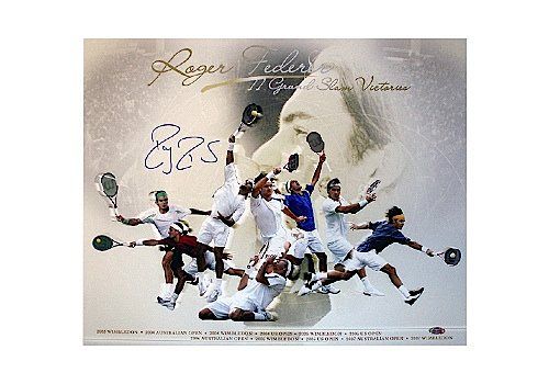 Roger Federer Autographed Grand Slam Victories Collage 16x20 Photograph (Steiner COA)