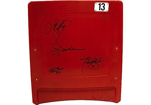 New York Giants Running Back Greats Autographed (4) Seatback (Steiner COA)
