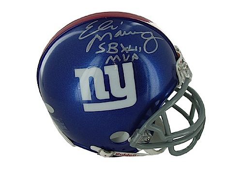 Eli Manning Autographed Giants Mini Helmet w/ "SB XLII MVP" Insc. (Steiner COA)