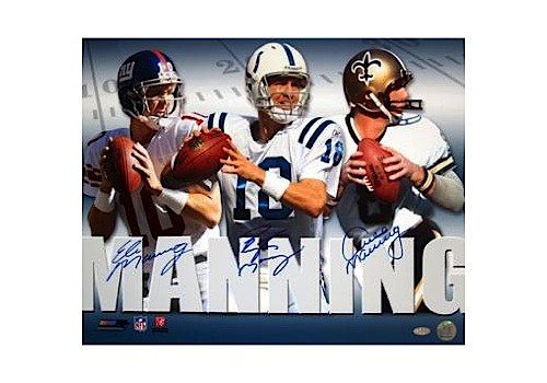 Archie, Eli & Peyton Manning Autographed Collage 16x20 Photo (Steiner COA)