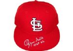 Ozzie Smith Autographed St Louis Cardinals Red Hat w/ "HOF" Insc. (MLB Auth) (Steiner COA)