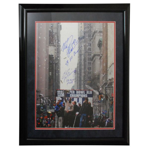 Framed Eli Manning & Michael Strahan Autographed Photo (JSA)
