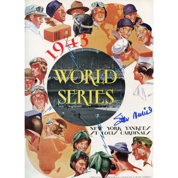 Stan Musial Autographed 1943 World Series Program & Ticket Stub (2) (JSA)