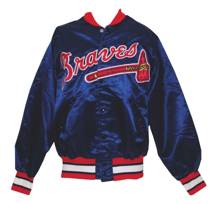 Circa 1998 Atlanta Braves Worn & Autographed Warm-Up Bench Jacket Attributed to Greg Maddux (JSA)