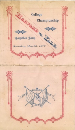 5/26/1877 Original Harvard vs. Yale College Baseball Championship Scorecard with Catchers Mask (2) (Extremely Rare)
