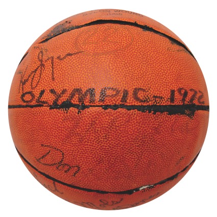 1972 Team USA Olympic Basketball Team Autographed Ball & Original Patch (2) (Jones LOA) (JSA)