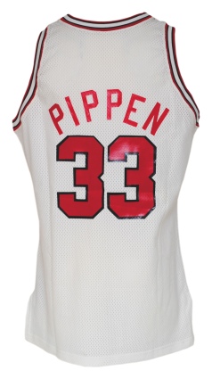 1990-91 Scottie Pippen Chicago Bulls Game-Used & Autographed Home Jersey (76ers Equipment Manager LOA) (JSA)