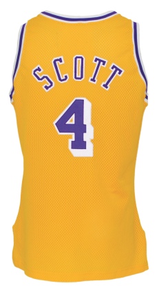 1990-91 Byron Scott LA Lakers Game-Used Home Jersey