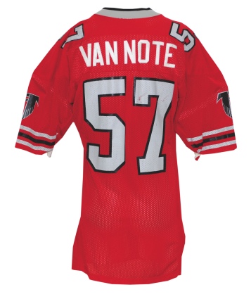 1985 Jeff Van Note Atlanta Falcons Game-Used Home Jersey (Team Repairs)