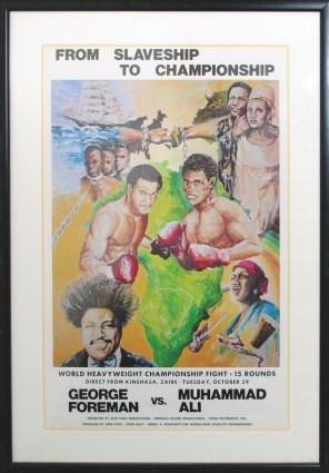 Framed 1974 Ali vs. Forman "Rumble in the Jungle" Fight Poster (Rare)