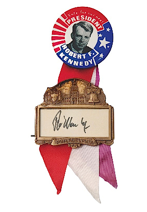 1968 Robert F. Kennedy Autographed Campaign Button (Full JSA LOA)