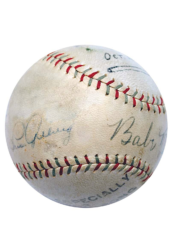 Sold at Auction: Babe Ruth Signed Red Stiched Baseball GFA