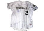 Troy Tulowitzki Authentic White Pinstripe Rockies Jersey (Signed on the Front)