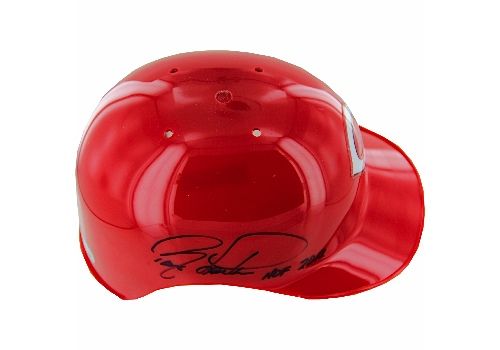 Barry Larkin Autographed Cincinnati Reds Replica Mini Batting Helmet w/ "HOF 2012" Insc. (MLB Auth)