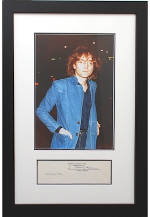 Framed John Lennon Autographed Display Piece (JSA)