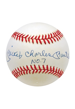 "Mickey Charles Mantle No. 7" Single-Signed Baseball (JSA)