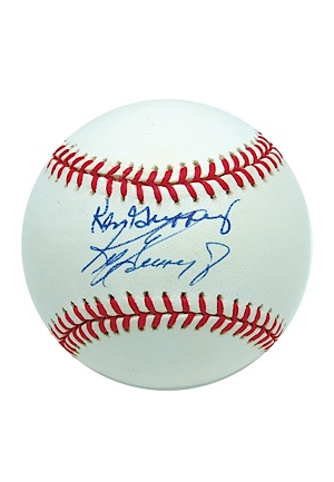 Senior & Two Juniors - Ken Griffey, Sr. & Junior Autographed Baseball with Cal Ripken, Jr. & Ken Griffey, Jr. Single-Signed Baseballs (3) (JSA) (Dale Ellis LOA)