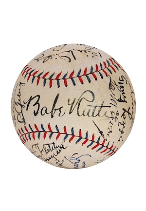 Incredible 1930 NY Yankees Team Autographed Baseball with Ruth & Gehrig (Nicest Extant) (Full JSA LOA) (Letter of Provenance - Originates From Jacob Ruppert)