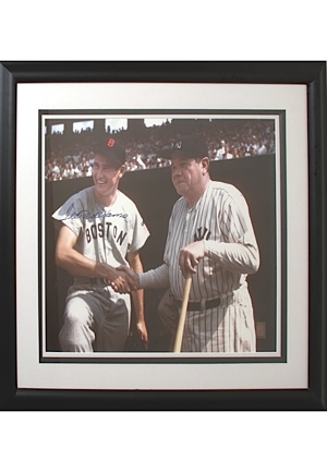 Framed Ted Williams Autographed Photo with Babe Ruth (JSA)