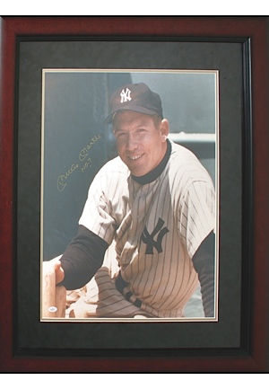 Framed Mickey Mantle Autographed Photo Inscribed "No 7" (Full JSA LOA)