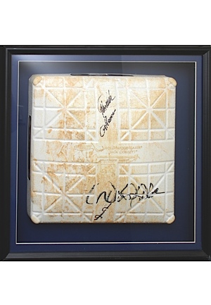 Framed "Core Four" NY Yankees Game-Used & Autographed Base (JSA)