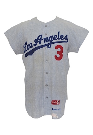 1967 Willie Davis Los Angeles Dodgers Game-Used Road Flannel Jersey