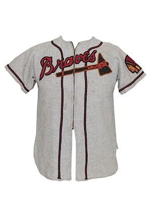 Circa 1950 Boston Braves Bat Boy Worn Road Flannel Uniform (2)
