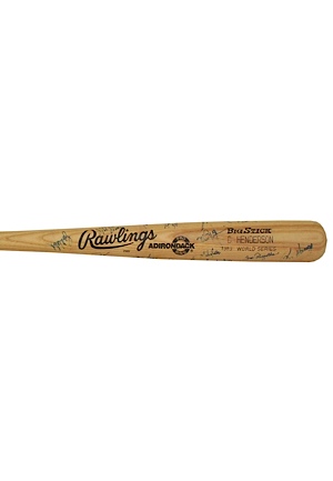 1989 Dave Henderson Oakland As World Series Game-Issued Bat Autographed by the 1989 World Champion Oakland As (JSA) (PSA/DNA) (Dale Ellis LOA)