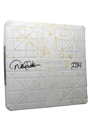 9/9/2009 Derek Jeter NY Yankees Autographed Yankee Stadium Game-Used Second Base Inscribed "2721" (Yankees-Steiner) (MLB) (JSA) (Championship Season)