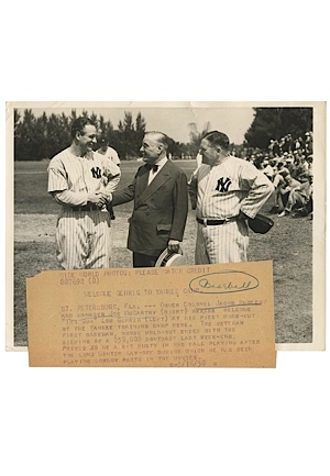 1938 Lou Gehrig NY Yankees Original Wire Photo