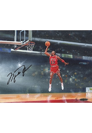 Michael Jordan Free Throw Autographed Original Art (JSA) (UDA)