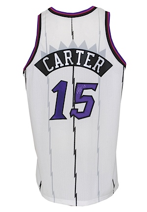 1998-99 Vince Carter Rookie Toronto Raptors Game-Used & Autographed Home Jersey (JSA)