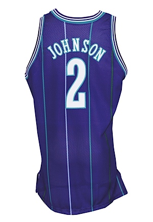 1995-96 Larry Johnson Charlotte Hornets Game-Used Road Jersey