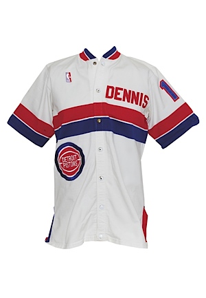 Circa 1987 Dennis Rodman Rookie Era Detroit Pistons Worn Warm-Up Uniform (2)         