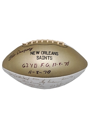1970 New Orleans Saints Team Autographed Football with Tom Dempsey - Year of Record 63 Yard Field Goal (JSA)