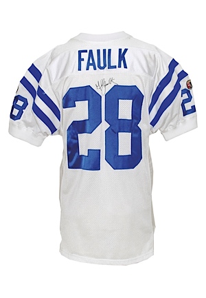 1995 Marshall Faulk Indianapolis Colts Game-Used & Autographed Road Jersey (JSA)