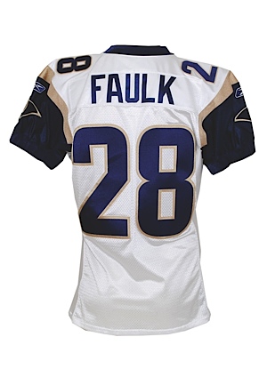 2004 Marshall Faulk St. Louis Rams Game-Used Road Jersey (Team Repairs) (Wetrak Sticker)