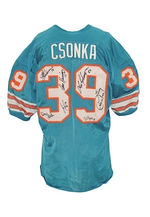 1969 Larry Csonka AFL Miami Dolphins Game-Used & Autographed Home Jersey (JSA) (Team Repairs) (Photomatch)